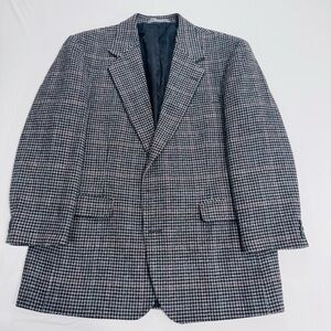 Haggar Imperial Men’s SportCoat Multicolor Houndstooth Tweed Wool, 44, EUC